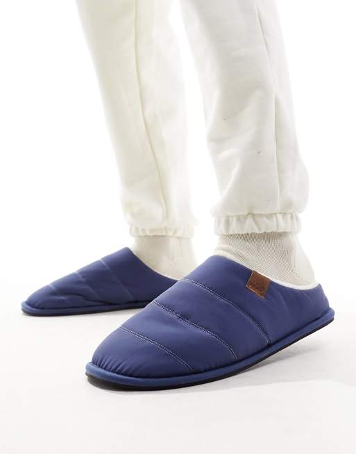 Jack & Jones padded nylon slippers in navy