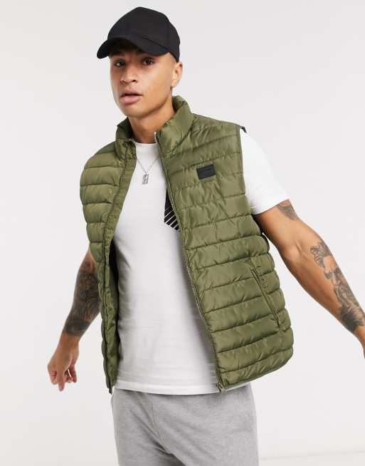 & Jones padded vest in green ASOS