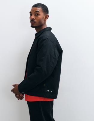 Jack & Jones Padded Worker Jacket In Black