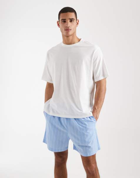 Jack & Jones pajama T-shirt and stripe shorts in blue - view 1
