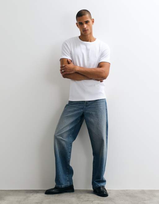 Jack & Jones - Pakke med 2 hvide ribstrikkede T-shirts, 4 af 5