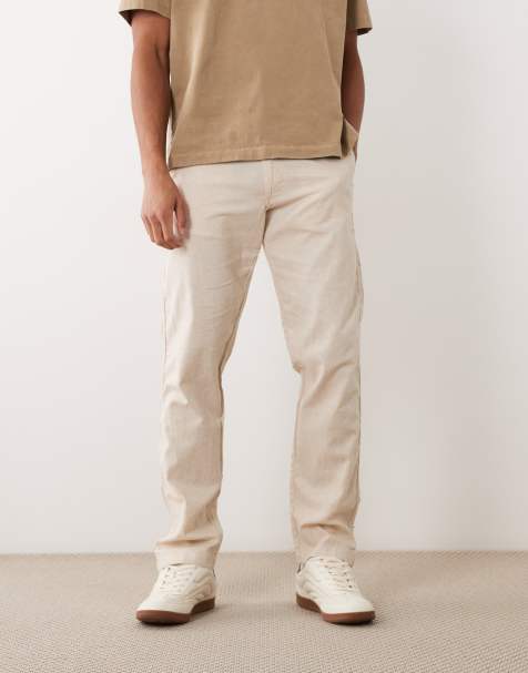 Jack & Jones - Pakke med 2 par løstsiddende chinos med løbesnor i cremehvid og sort hørblanding - view 1