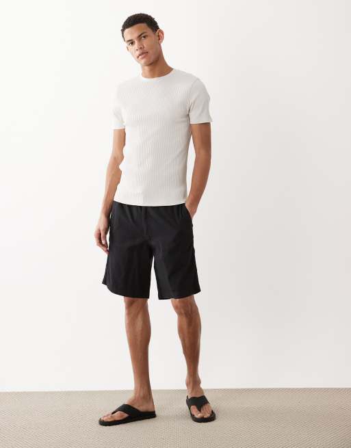 Jack & Jones - Pakke med 2 par shorts i hørblanding i sort og cremehvid, 2 af 5