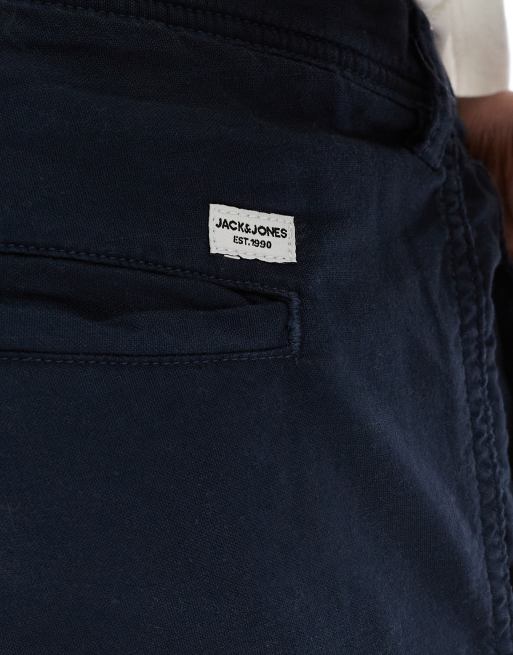 Jack & Jones - Pakke med 2 par shorts i marineblå/beige hørblanding, 2 af 5