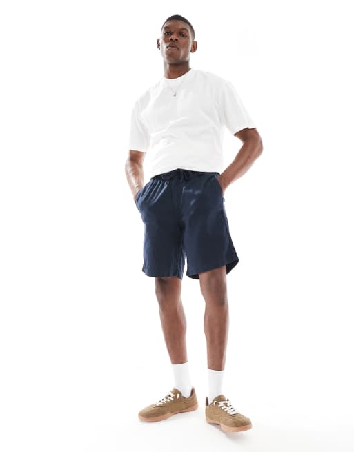 Jack & Jones - Pakke med 2 par shorts i marineblå/beige hørblanding, 4 af 5
