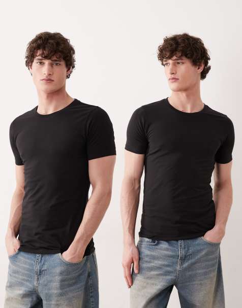 Jack & Jones - Pakke med 2 sorte tætsiddende T-shirts - view 1
