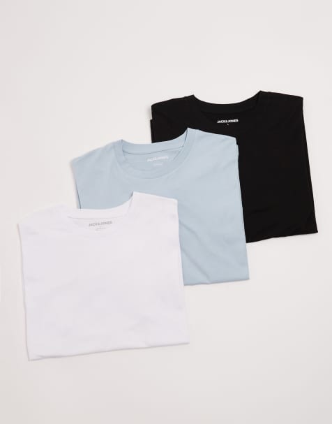 Jack & Jones - Pakke med 3 afslappede T-shirts i hvid/blå/sort - view 1