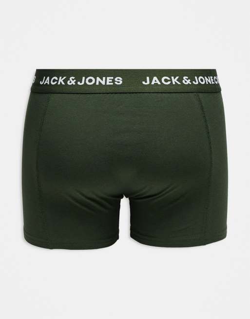 Jack & Jones - Pakke med 5 par sorte boksershorts i kakigrøn/blommefarvet, 2 af 3
