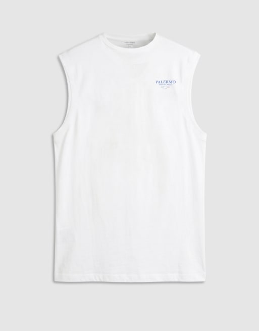 Jack & Jones palermo lemon backprint vest in white, 6 of 9