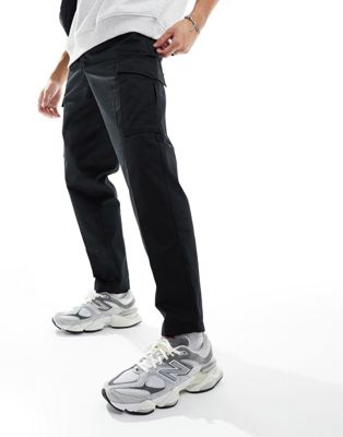 Jack & Jones tapered smart cargo trouser with front pleat in black - ASOS Price Checker