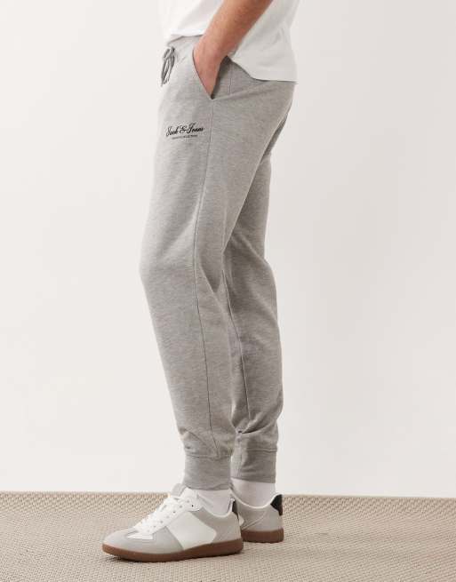 Jack & Jones - Pantalon de jogging droit à logo resserré aux chevilles - Gris clair, 3 de 5