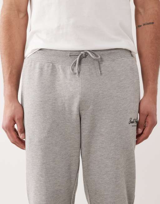 Jack & Jones - Pantalon de jogging droit à logo resserré aux chevilles - Gris clair, 4 de 5