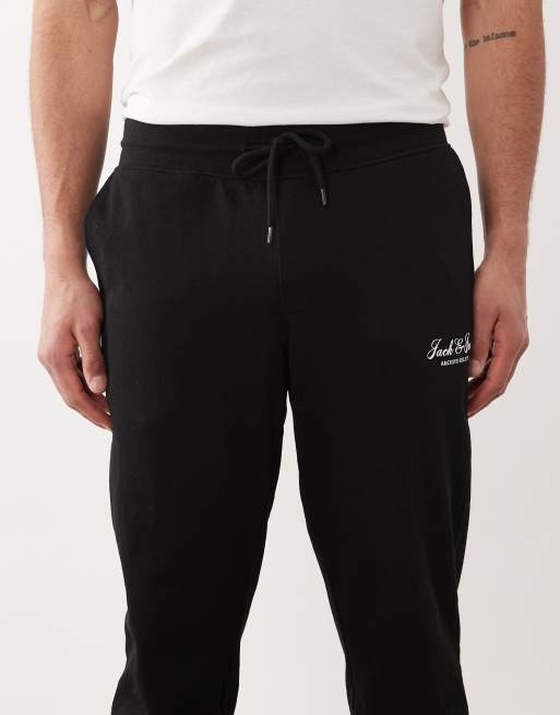 Jack & Jones - Pantalon de jogging droit resserré aux chevilles avec logo - Noir, 4 de 5