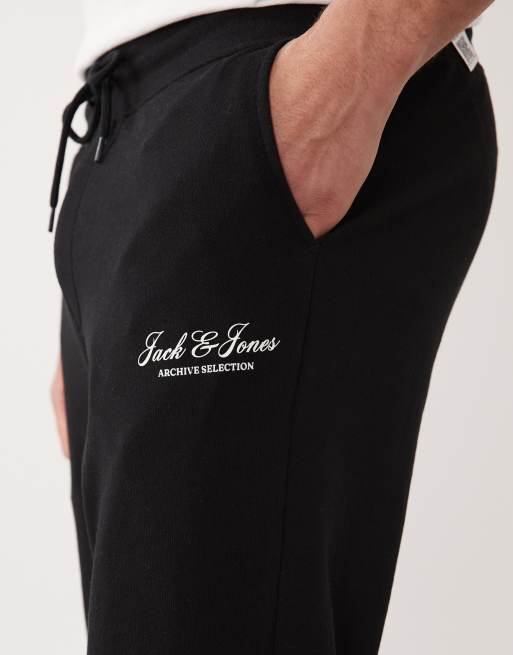 Jack & Jones - Pantalon de jogging droit resserré aux chevilles avec logo - Noir, 5 de 5