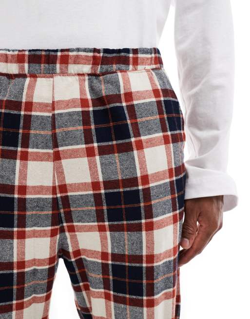 Jack & Jones - Pantalon de pyjama effet brossé à carreaux - Beige et rouille , 2 de 4
