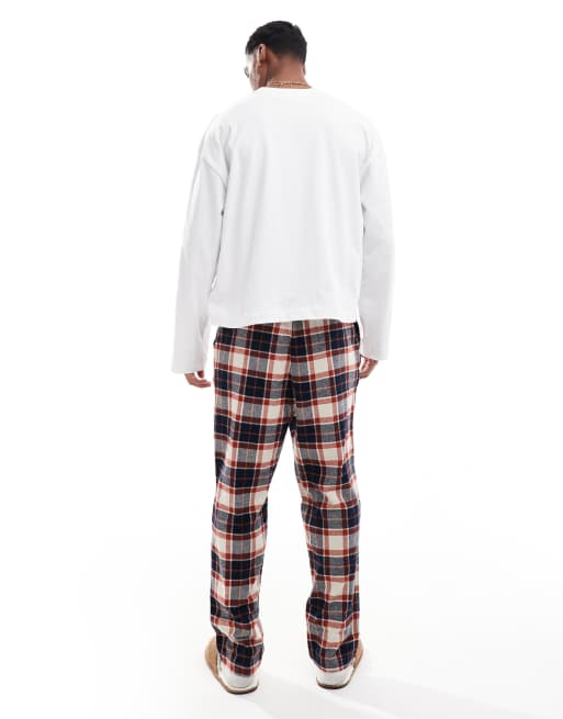 Jack & Jones - Pantalon de pyjama effet brossé à carreaux - Beige et rouille , 3 de 4