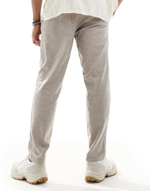 Pantalon Homme En Lin Naturel - Pantalon Fuselé En Mélange Naturel