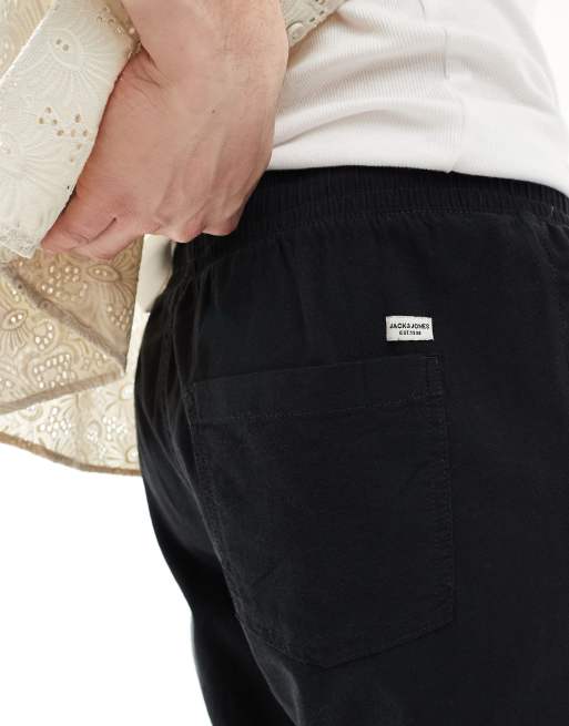 Jack & Jones - Pantalon fuselé ajusté en lin mélangé avec cordon de serrage - Noir, 3 de 5