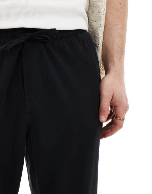Jack & Jones - Pantalon fuselé ajusté en lin mélangé avec cordon de serrage - Noir, 4 de 5