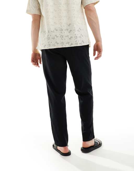 Jack & Jones - Pantalon fuselé ajusté en lin mélangé avec cordon de serrage - Noir, 5 de 5