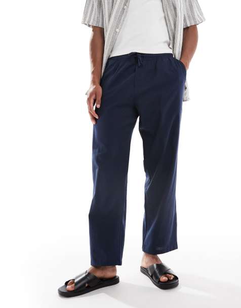 Jack & Jones - Pantalon large en lin mélangé - Bleu marine - view 1