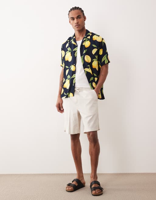 Jack & Jones - Pantaloncini beige con coulisse in misto lino, 2 di 5