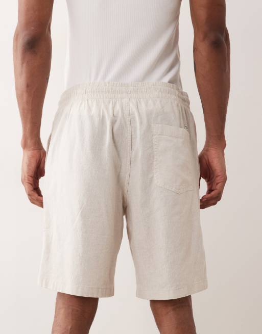 Jack & Jones - Pantaloncini beige con coulisse in misto lino, 4 di 5