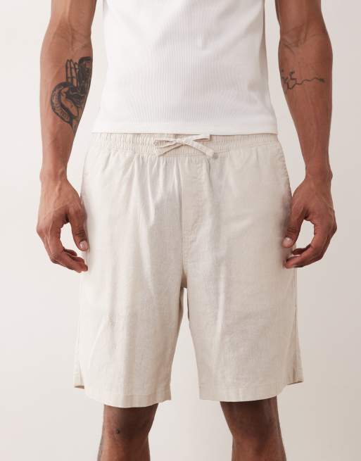 Jack & Jones - Pantaloncini beige con coulisse in misto lino, 5 di 5
