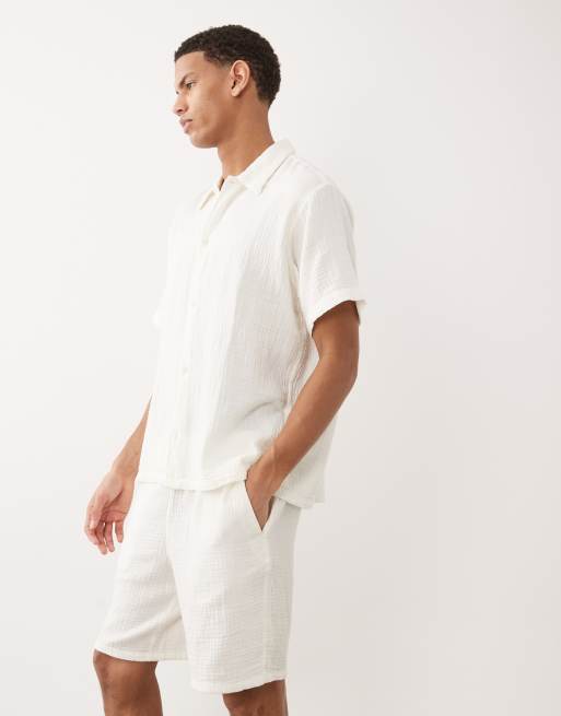 Jack & Jones - Pantaloncini crema testurizzati in coordinato, 3 di 5