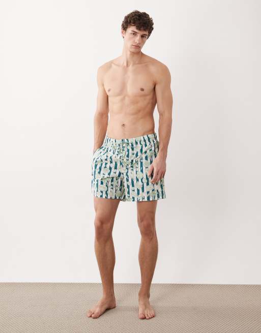 Jack & Jones - Pantaloncini da bagno verdi a righe con stampa di conchiglie, 2 di 5