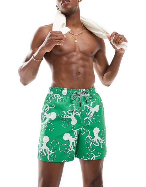 Jack & Jones - Pantaloncini da bagno verdi con stampa di polpi - view 1