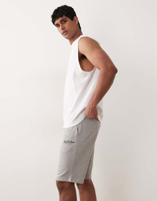 Jack & Jones - Pantaloncini della tuta grigio chiaro con logo, 3 di 5