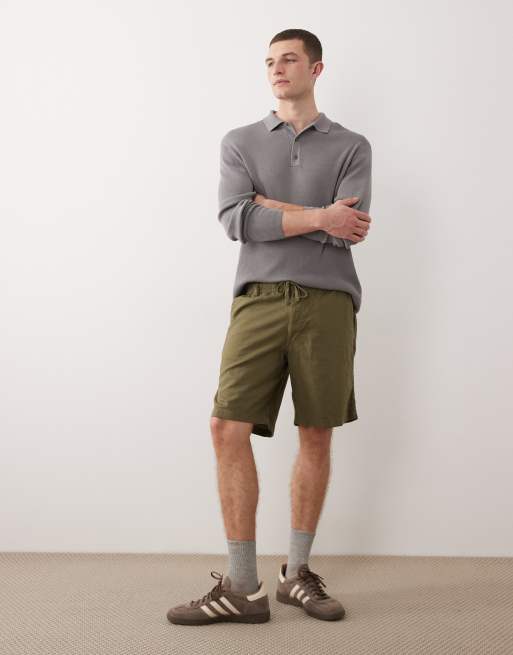 Jack & Jones - Pantaloncini in misto lino verdi con coulisse, 2 di 5