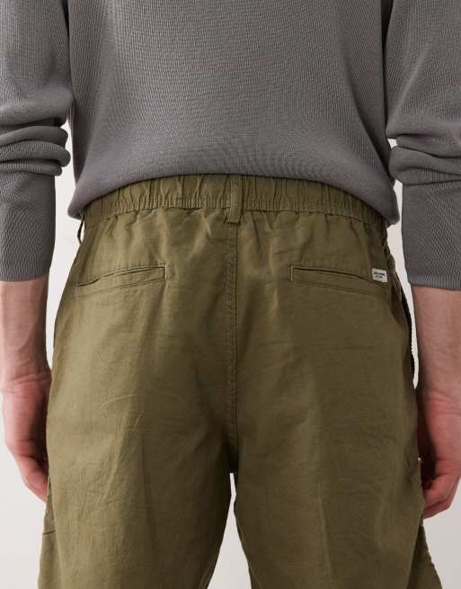 Jack & Jones - Pantaloncini in misto lino verdi con coulisse, 4 di 5