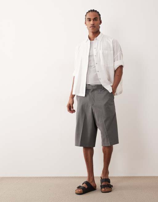 Jack & Jones - Pantaloncini sartoriali taglio lungo grigi