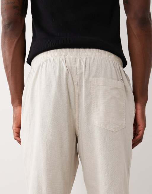 Jack & Jones - Pantalones beis de corte tapered de mezcla de lino, 5 de 5