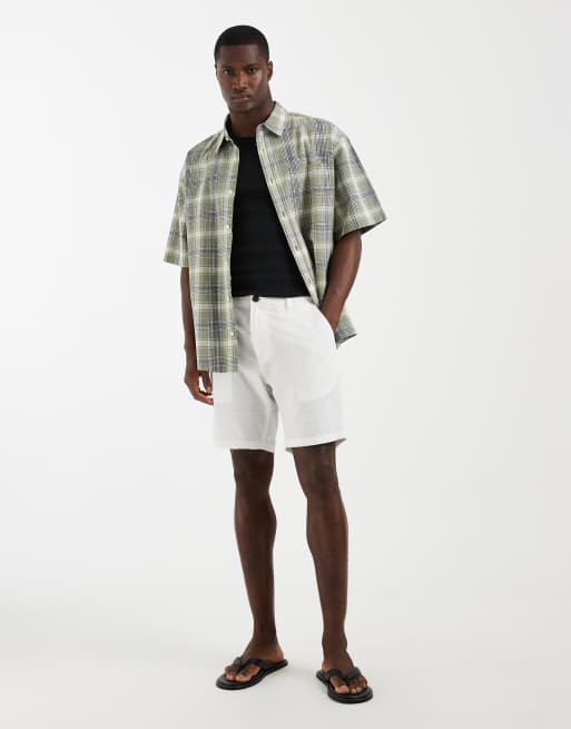 Jack & Jones - Pantalones cortos chinos blancos de mezcla de lino, 2 de 5