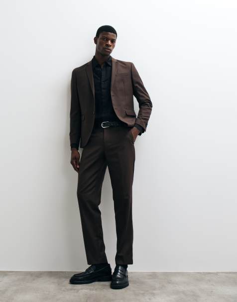 Jack & Jones - pantalones de traje slim fit en marrón oscuro - view 1