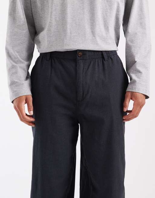 Jack & Jones - Pantalones de vestir negros de mezcla de lino, 4 de 5