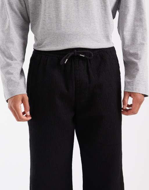 Jack & Jones - Pantalones negros sueltos de tejido efecto rugoso, 4 de 5