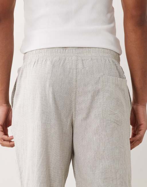 Jack & Jones - Pantaloni ampi in misto lino beige con coulisse, 5 di 5