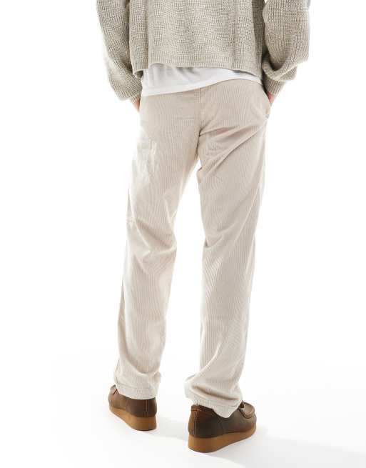 Jack & Jones - Pantaloni beige chiaro ampi in velluto a coste con coulisse, 2 di 5