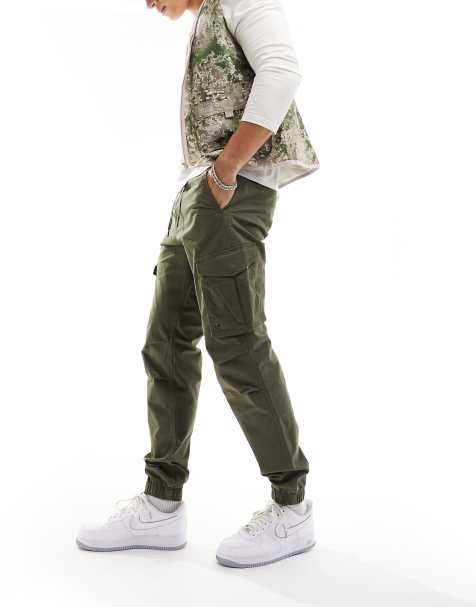 Jack & Jones - Pantaloni cargo affusolati con fondo elasticizzato verde scuro - view 1