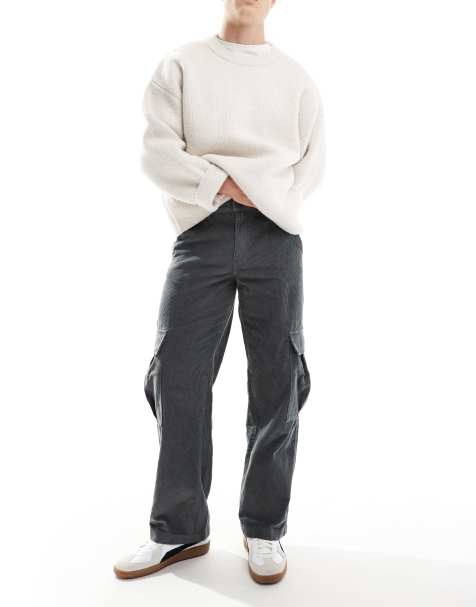 Jack & Jones - Pantaloni cargo ampi grigi in velluto a coste - view 1