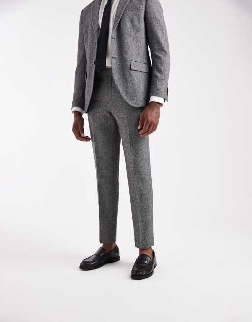 Jack & Jones - Pantaloni da abito slim in misto lana grigi testurizzati, 2 di 5