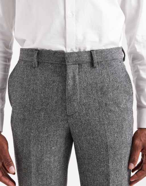 Jack & Jones - Pantaloni da abito slim in misto lana grigi testurizzati, 5 di 5
