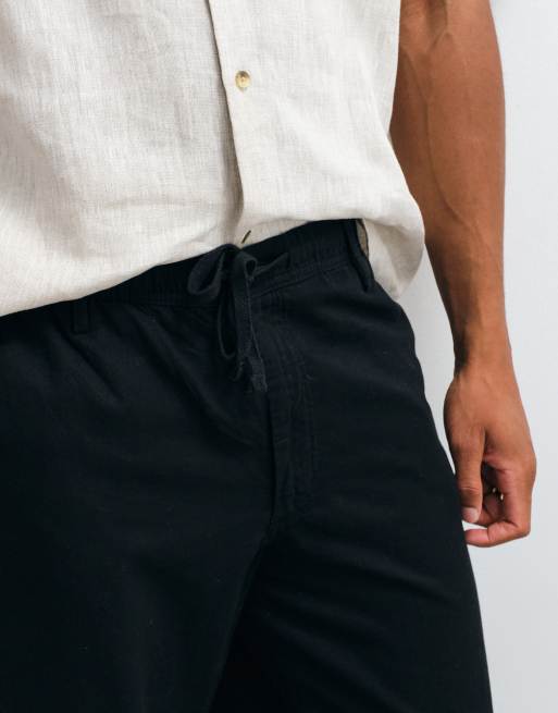 Jack & Jones - Pantaloni in misto lino neri con coulisse, 2 di 5