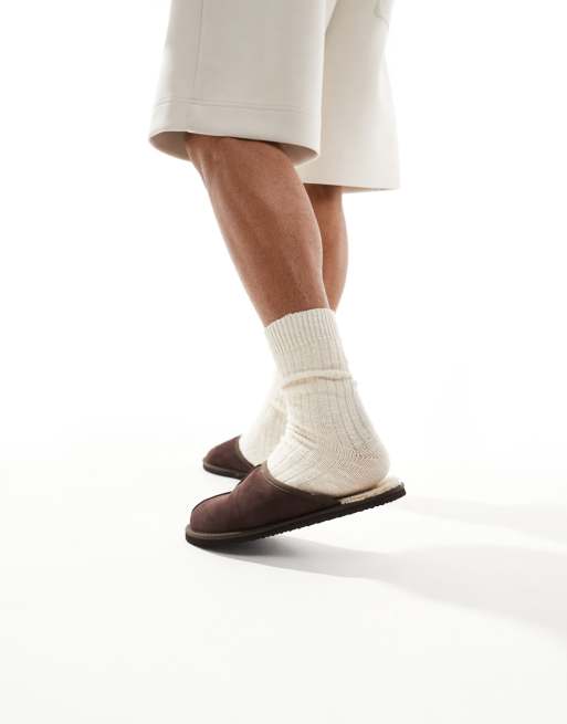 Jack & Jones - Pantofole in camoscio sintetico marroni, 3 di 4