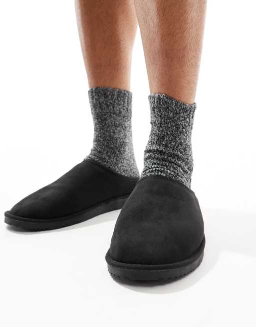 Jack Jones Pantofole nere in camoscio sintetico ASOS