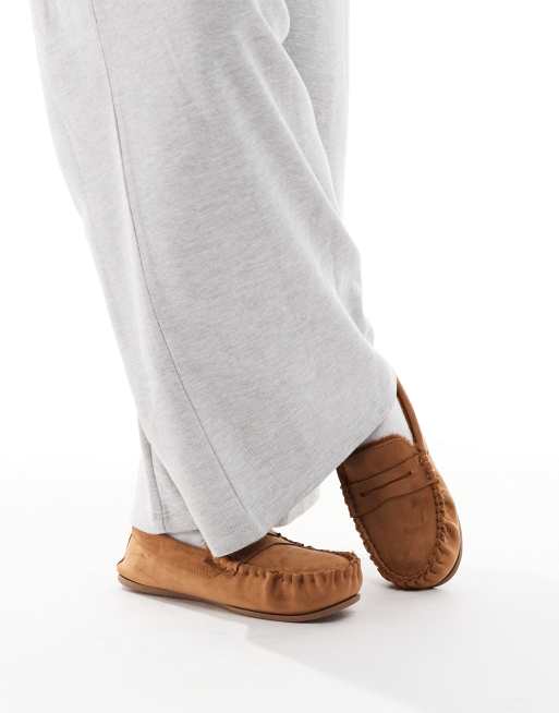Jack & Jones - Pantofole stile mocassino in camoscio sintetico beige, 3 di 4
